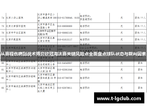 从赛程伤病到战术博弈欧冠淘汰赛关键风险点全面盘点球队状态与裁判因素